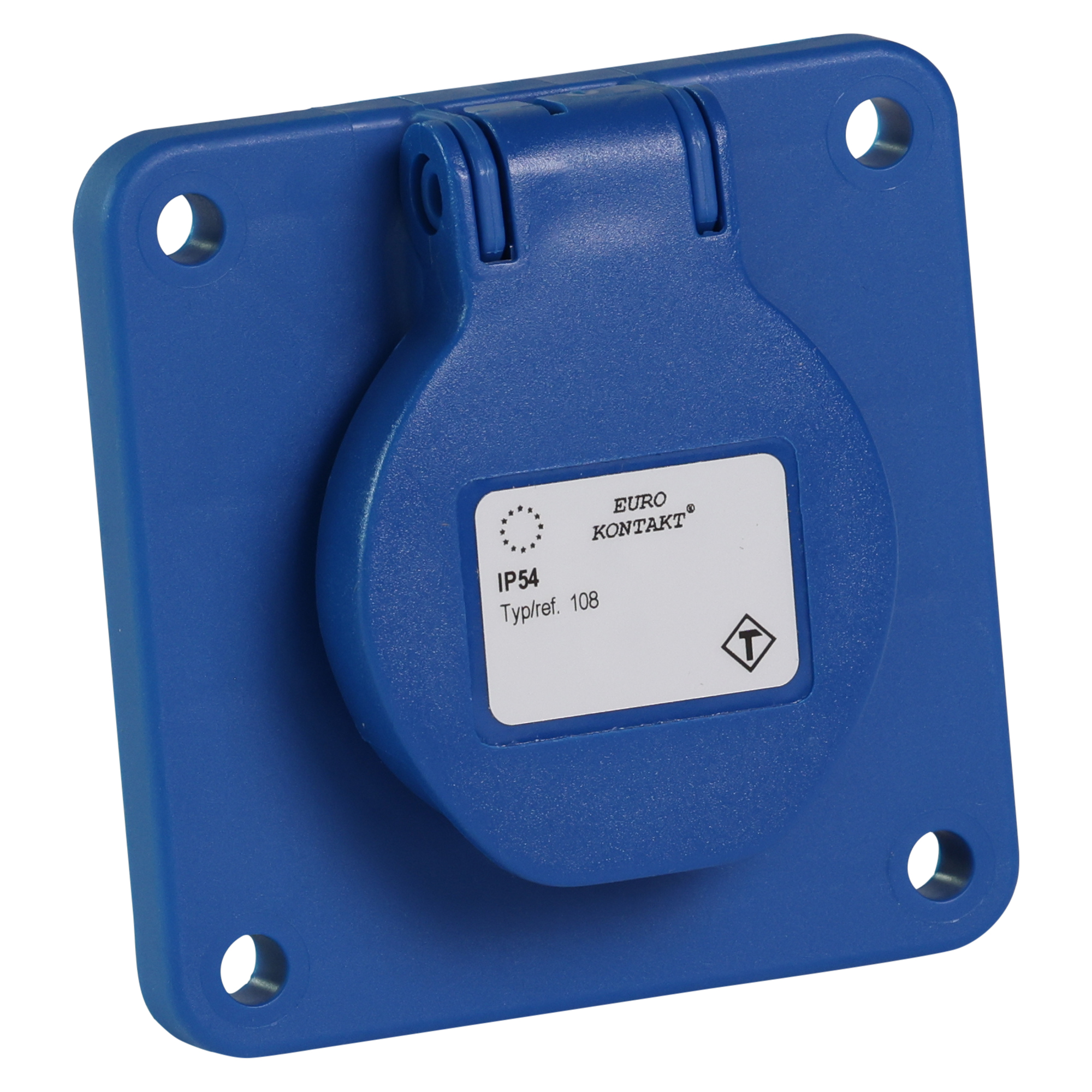 Eurokontakt® Inbouwcontactdoos 2p. + penaarde 16A IP44 - flens 50x50 mm