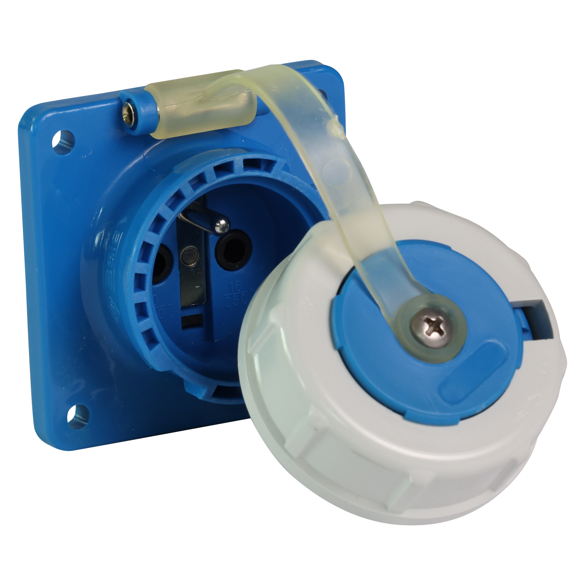 Eurokontakt® Inbouwcontactdoos 2p. + penaarde 16A IP67
