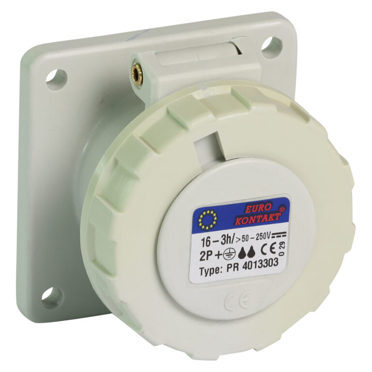 Eurokontakt® Inbouwcontactdoos 3p. 16A klokstand 3h IP67