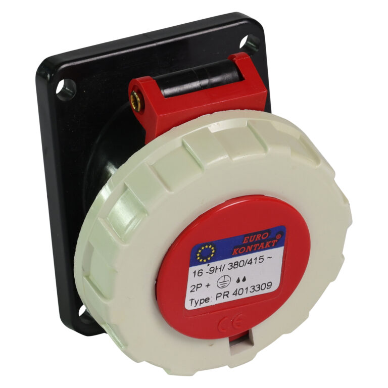 Eurokontakt® Inbouwcontactdoos 3p. 16A klokstand 9h IP67