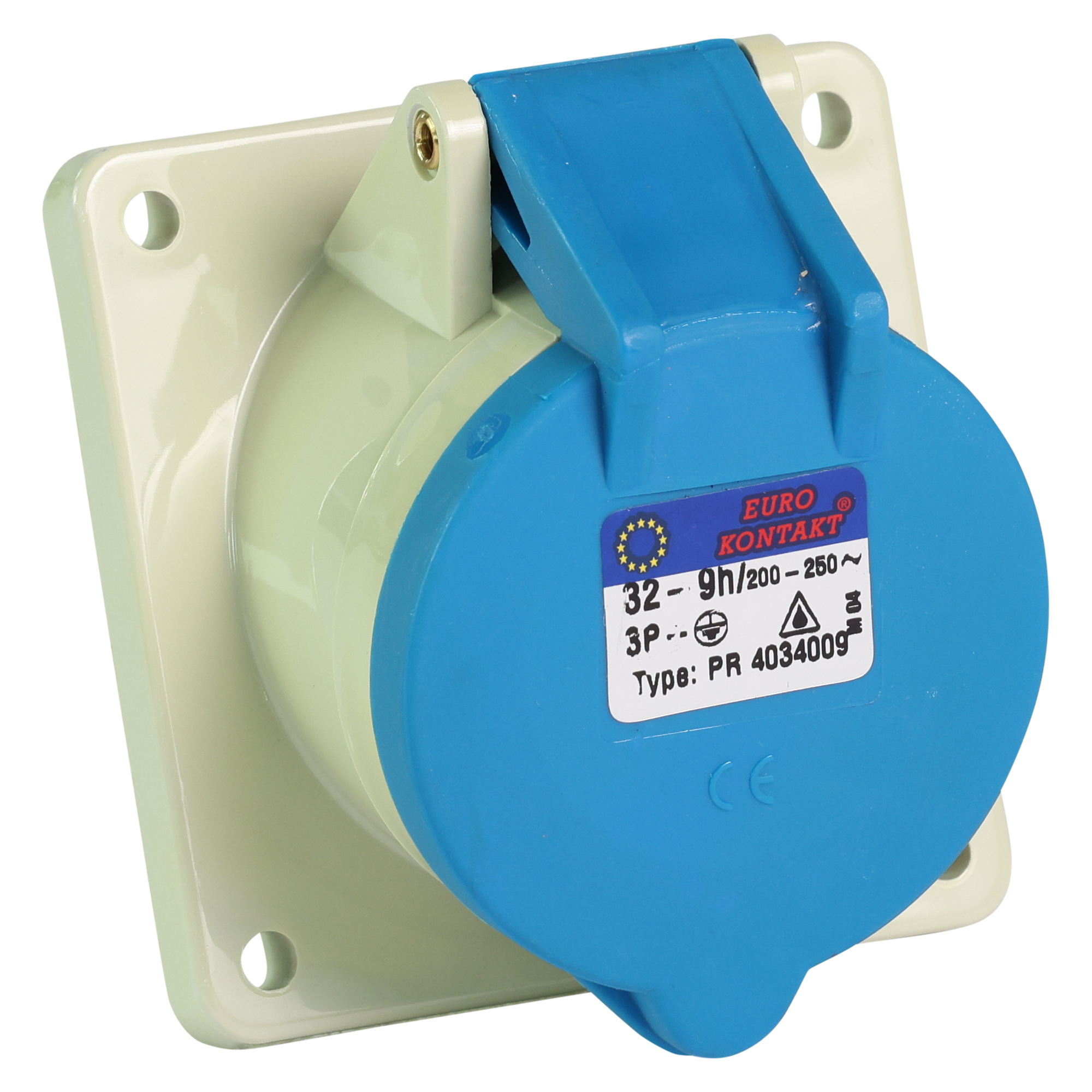 Eurokontakt® Inbouwcontactdoos 4p. 32A klokstand 9h IP44