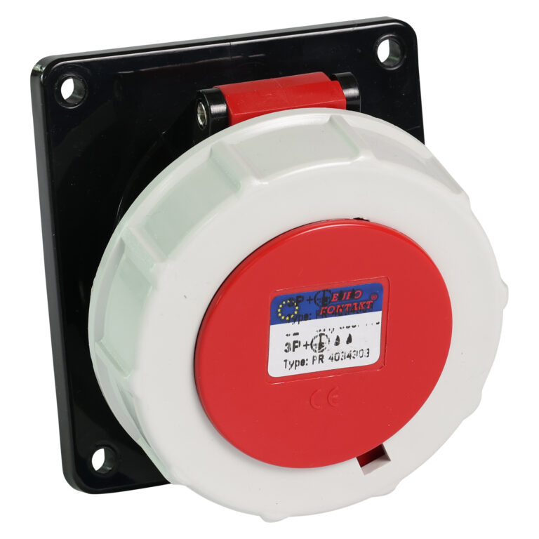 Eurokontakt® Inbouwcontactdoos 4p. 32A klokstand 3h IP67