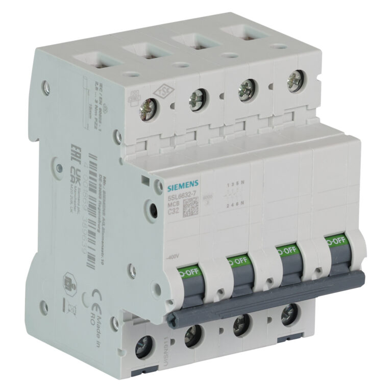 Siemens automaat 4p. (3p.+N) 32A 6kA - B-karakteristiek